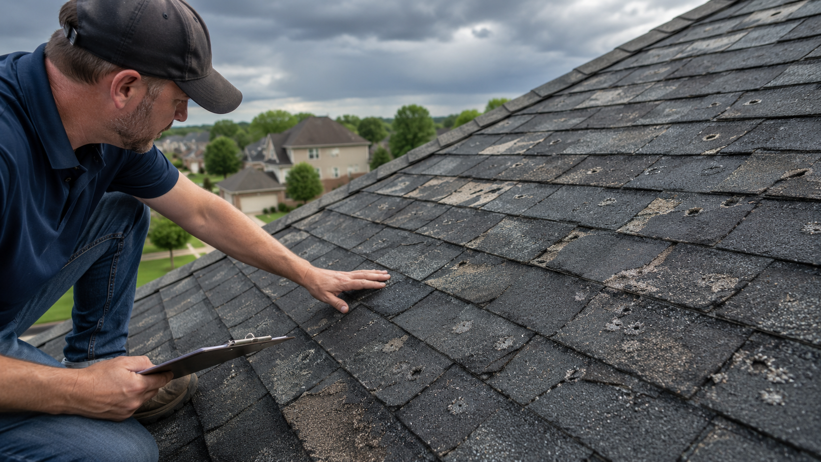 hail-damaged-shingles-Memphis-storm-damage-roof-inspection